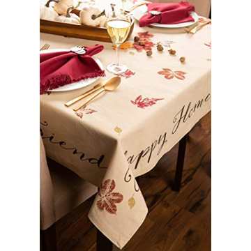 Rustic Autumn Leaves Tablecloth 60x84 for Thanksgiving