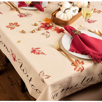 Rustic Autumn Leaves Tablecloth 60x84 for Thanksgiving