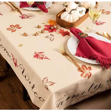 Rustic Autumn Leaves Tablecloth 60x84 for Thanksgiving
