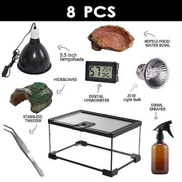 SARUFO Reptile Glass Terrarium Kit(8 Pieces) 12 * 8 * 6 in, Amphibian Tank Starter Kit, Suitable for...
