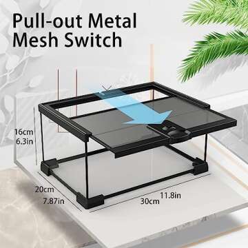 SARUFO Reptile Glass Terrarium Kit(8 Pieces) 12 * 8 * 6 in, Amphibian Tank Starter Kit, Suitable for Small Reptiles such as Geckos, Snakes, Lizards, Chameleons,Serpents(12 * 8 * 6 inchs)