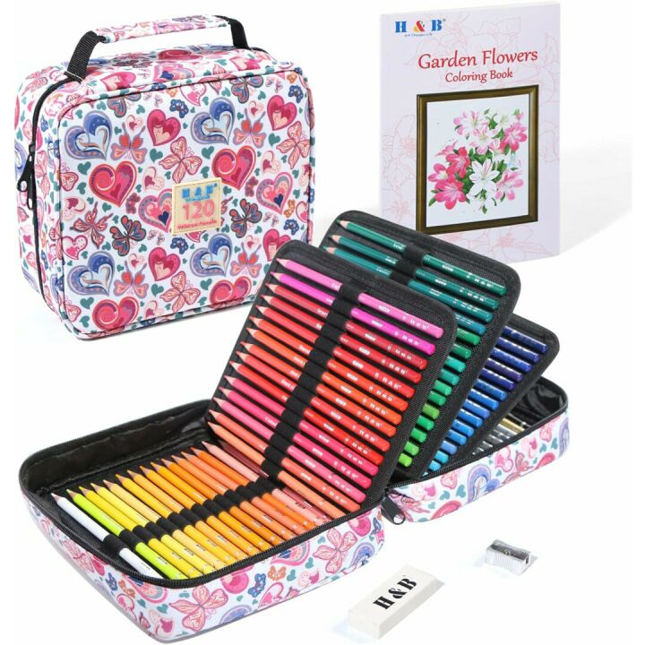 120 Colored Pencils Set with Book & Storage Bag