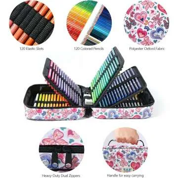 120 Colored Pencils Set with Book & Storage Bag