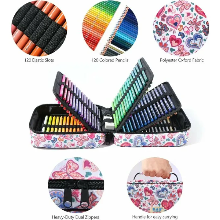 120 Colored Pencils Set with Book & Storage Bag