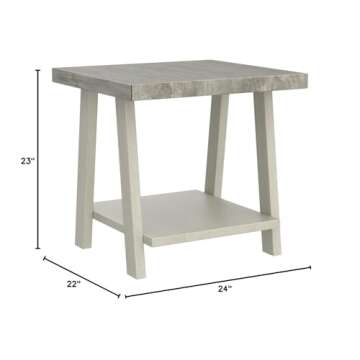 Roundhill Furniture Athens Contemporary Two-Tone Wood Shelf End Table, Weathered Gray and Beige