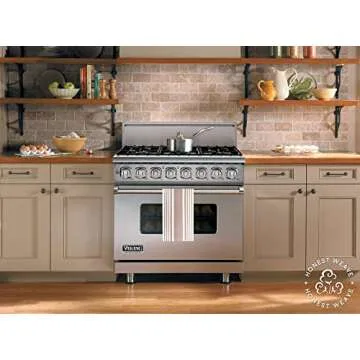 HONEST WEAVE GOTS Certified Organic Cotton Kitchen Hand and Dish Towel Sets - Oversized 20x30 inches, Fully Hemmed, in Designer Colors, 6-Pack, Sand Stripe