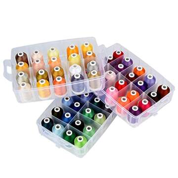 Simthread 63-Color Embroidery Thread Kit - 63 Spools, Professional Tools & Storage Box