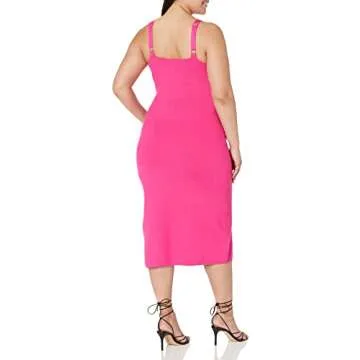 The Drop Women's Sylvia Midi Sweater Dress, Hot Pink, XXL, Plus Size