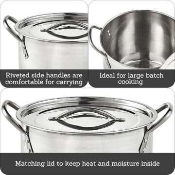 IMUSA USA Stainless Steel Stock Pot with Lid 16-Quart, Silver
