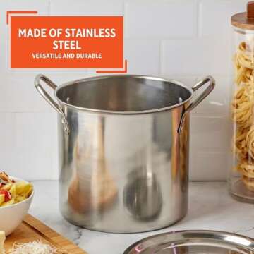 IMUSA USA Stainless Steel Stock Pot with Lid 16-Quart, Silver