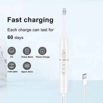 kingheroes Electric Toothbrush Set, Comes with 8 Brush Heads & Travel Case,4 Modes with 2 Minutes Built in Smart Timer, One Charge for 60 Days, 42000 VPM Motor (White)