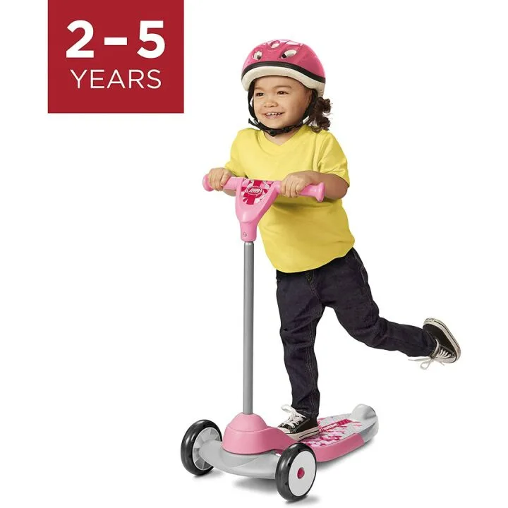 Kids 3 Wheel Pink Kick Scooter for Ages 2-5