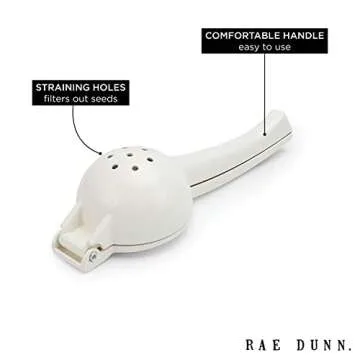 Rae Dunn Manual Citrus Press Juicer – Metal Lemon Juicer and Citrus Squeezer – Handheld Juicer for Lemons, Limes, Tangerines and More (White)