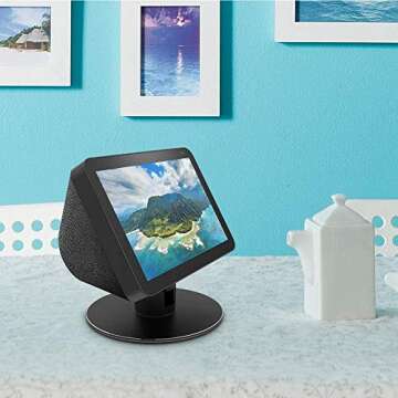 ATOPKUWAR Stand for Amazon Echo Show 8, Echo Show 8 Adjustable Stand, Horizontal 360 Rotation Longitudinal Angle Change Echo Show 8 View Black MY012-01