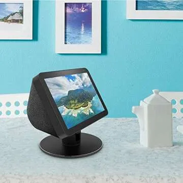 ATOPKUWAR Stand for Amazon Echo Show 8, Echo Show 8 Adjustable Stand, Horizontal 360 Rotation Longitudinal Angle Change Echo Show 8 View Black MY012-01