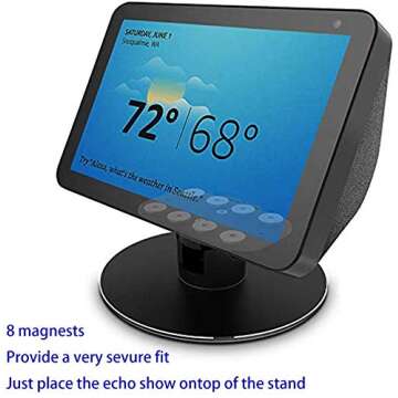 ATOPKUWAR Stand for Amazon Echo Show 8, Echo Show 8 Adjustable Stand, Horizontal 360 Rotation Longitudinal Angle Change Echo Show 8 View Black MY012-01