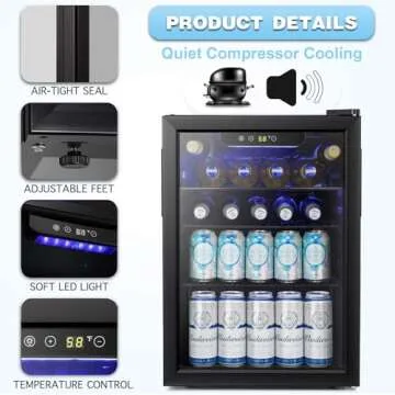 Antarctic Star Beverage Refrigerator - 100 Can Mini Fridge for Soda, Beer, or Wine