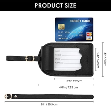 GELVTIC Faux Leather Luggage Tags Privacy Protection Travel