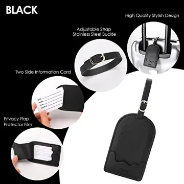 GELVTIC Faux Leather Luggage Tags Privacy Protection Travel