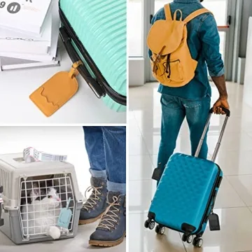 GELVTIC Faux Leather Luggage Tags Privacy Protection Travel