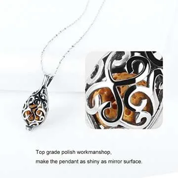 Maromalife Lava Stone Diffuser Necklace Teardrop Essential Oil Diffuser Aromatherapy Necklace 316L Stainless Steel Necklace with 8 Lava Stone, Gift for Women/Men, Mothers Day, Christmas, Birthday