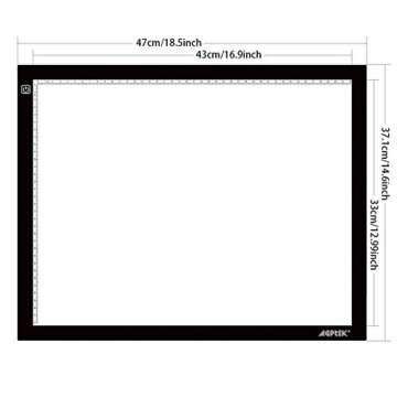 A3 Light Box, AGPtek LED Artcraft Tracing Light Pad Ultra-Thin USB Power Cable Dimmable Brightness Tatoo Pad Animation, Sketching, Designing, Stencilling X-ray Viewing W/USB Adapter (PSE Approval)