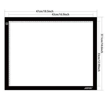 A3 Light Box, AGPtek LED Artcraft Tracing Light Pad Ultra-Thin USB Power Cable Dimmable Brightness Tatoo Pad Animation, Sketching, Designing, Stencilling X-ray Viewing W/USB Adapter (PSE Approval)