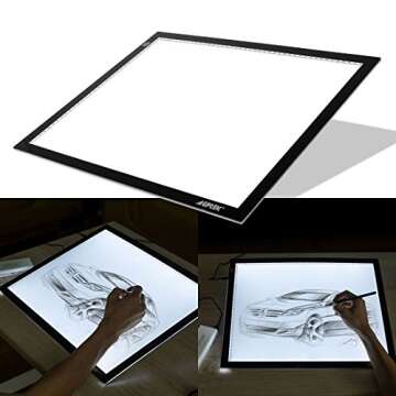 A3 Light Box, AGPtek LED Artcraft Tracing Light Pad Ultra-Thin USB Power Cable Dimmable Brightness Tatoo Pad Animation, Sketching, Designing, Stencilling X-ray Viewing W/USB Adapter (PSE Approval)