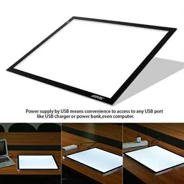 A3 Light Box, AGPtek LED Artcraft Tracing Light Pad Ultra-Thin USB Power Cable Dimmable Brightness Tatoo Pad Animation, Sketching, Designing, Stencilling X-ray Viewing W/USB Adapter (PSE Approval)