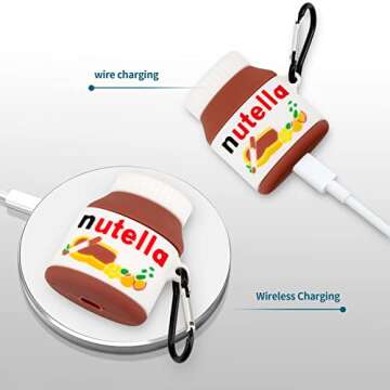 Airpods Case, Soft Silicone Cartoon Protective Cover with Keychain for Airpods 1st & 2nd Generation, Cute Funny Fashion Women Girl Kids Airpod Cover(Chocolate Bottle)