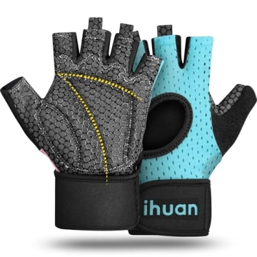 ihuan Breathable Weight Lifting Gloves: Fingerless Workout Gym | Wrist Support | Enhance Palm Protec...