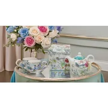 Lightahead Blue Bird Tea Set in Handmade Gift Box