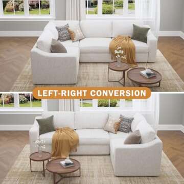 112" Convertible Sectional Sofa in Ivory for Modern Living