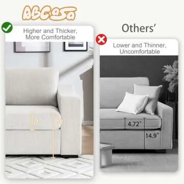 112" Convertible Sectional Sofa in Ivory for Modern Living