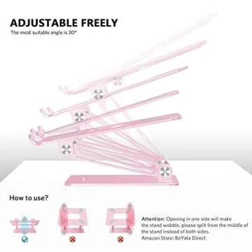 BoYata Laptop Stand, Adjustable Ergonomic Laptop Holder, Aluminium Alloy Notebook Stand Compatible for MacBook Pro/Air, Dell XPS, Lenovo, Samsung Laptops Up to 17 inches-Pink
