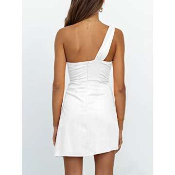 LILLUSORY Womens White Graduation A line Work Dress Casual Teen Girls Tie Waist Cocktail Short Dress