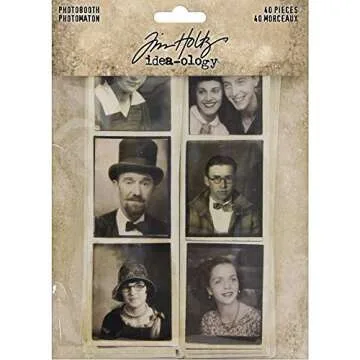 Tim Holtz Idea-ology 2019 Found Relatives Vintage Portraits, Photobooth Vintage Photo Strips and Metal Deco Frames - 3 Item Bundle