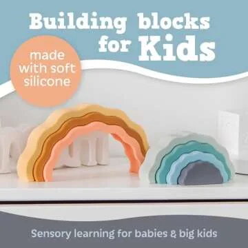Ripple Rainbow Stacker - Building Blocks for Babies & Toddlers - BPA Free Soft Silicone - Easy to Cl...