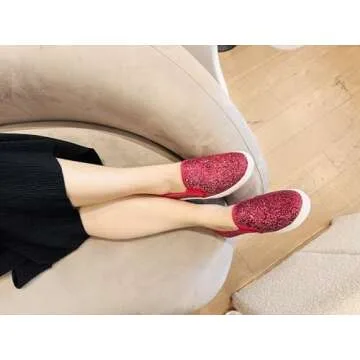 FEVERSOLE Women's Glitter Slip-On Casual Flats Size 8.5 M US