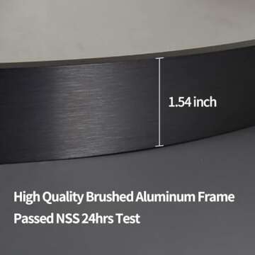 B&C 32 inch Round Mirror with 1.54" Matte Black Aluminum Frame, Stylish Circle Mirror for Vanity Mak...