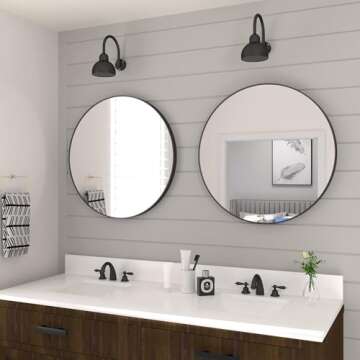 B&C 32" Round Mirror with Matte Black Frame - Stylish Decor