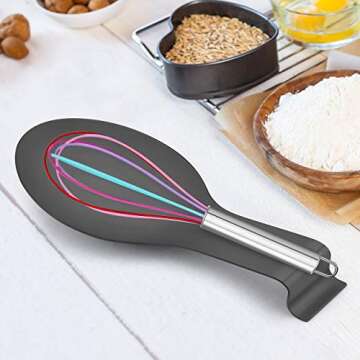 LIANYU Black Spoon Rest for Kitchen Counter Stove Top, Stainless Steel Spatula Ladle Spoon Utensil Holder, Dishwasher Safe