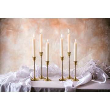 Elegant Set of 6 Gold Taper Candlestick Holders for Any Occasion