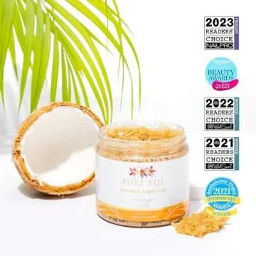 Pure Fiji Coconut Sugar Body Scrub - Body Exfoliator Scrub Natural Origin for Smooths and Softens Skin - Organic Exfoliating Sugar Scrub for Body, Mango, 15.5 Oz