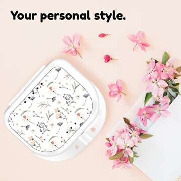 Retainer Cases Cute, Retainer Holder Case 1 Pack, Aligner Case with Colorful Novelty Cute Patterns, Night Guard Case with Floral Patterns (White)