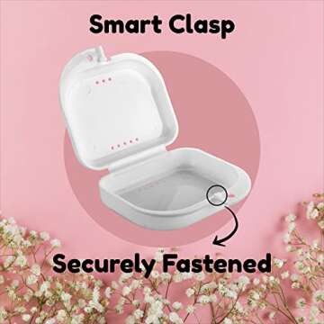 Retainer Cases Cute, Retainer Holder Case 1 Pack, Aligner Case with Colorful Novelty Cute Patterns, Night Guard Case with Floral Patterns (White)