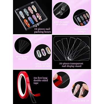 12PCS Press on Nails Storage Box Set with Holders