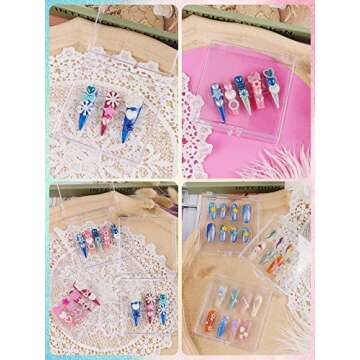 12PCS Press on Nails Storage Box Set with Holders