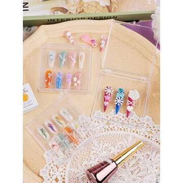 12PCS Press on Nails Storage Box Set with Holders