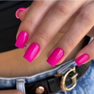 KQueenest Hot Neon Pink 30 PCS Press on Nails for Women